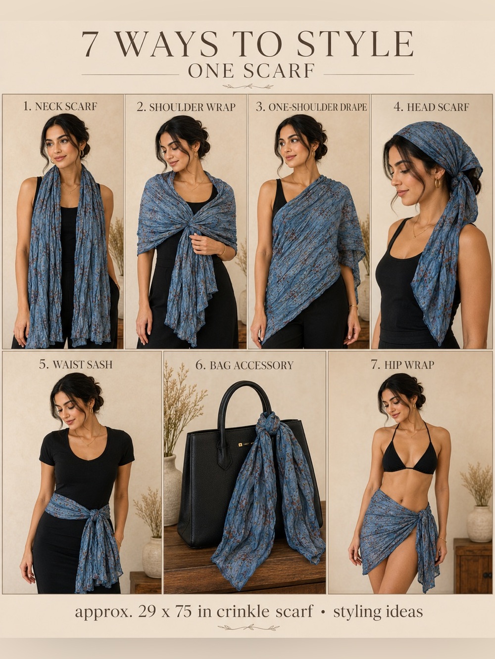 GreenSewn Upcycled Silk Sari Crinkle Scarf/Wrap